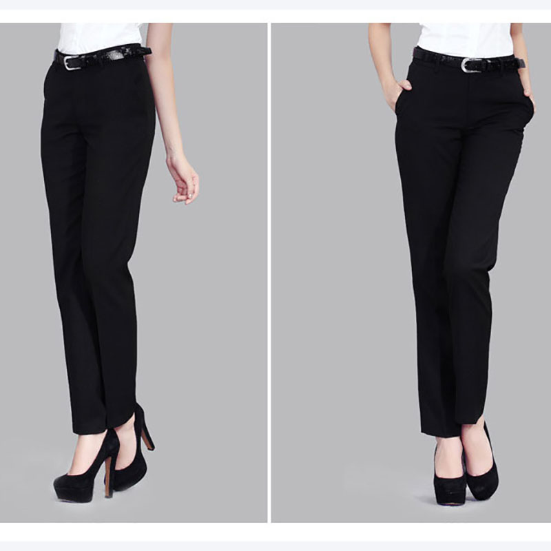 kudapy กางเกงสแล็คสีดำขายาวผู้หญิง