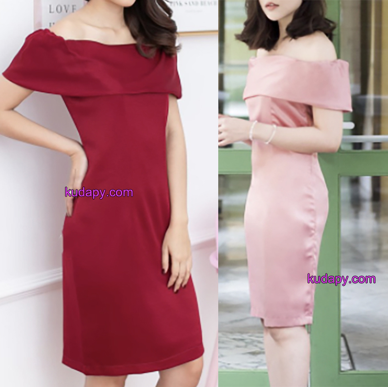 kudapy ชุดราตรีสั้น เดรสเกาะไหล่ ใส่ออกงาน ผ้าซาร่าผ้าเงาเนื้อนุ่ม สีแดง ชมพู น้ำตาล ครีม เทา กรมท่า ฟ้า แชมเปญ