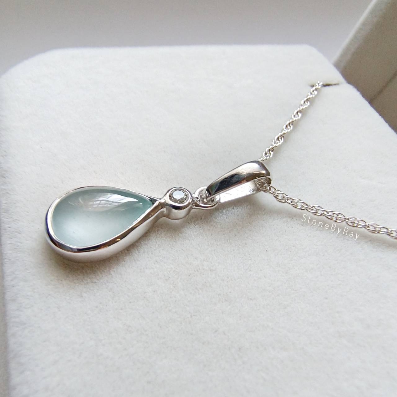 สร้อยคอเงินจี้พลอยอความารีนกับไวท์โทพาส Aquamarine