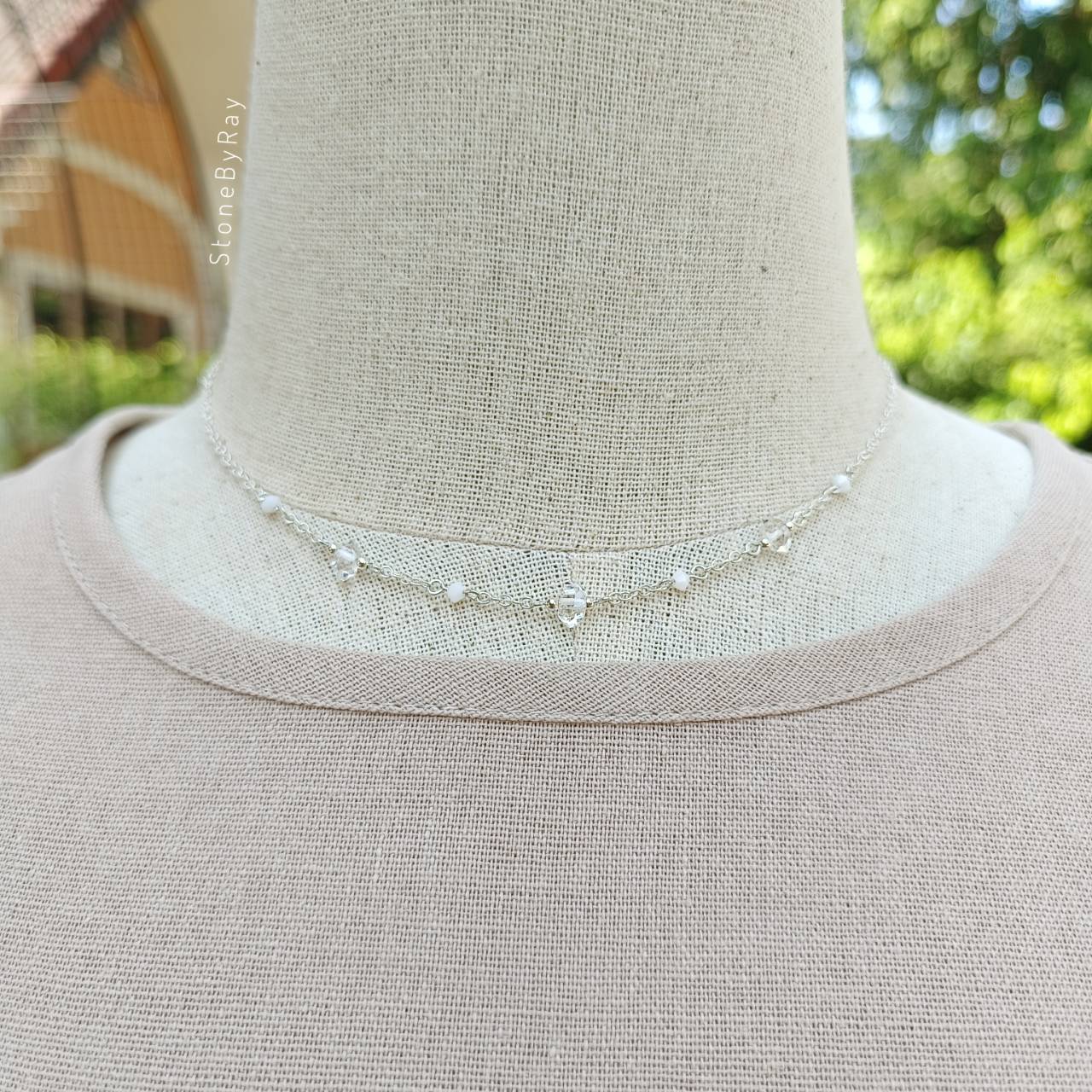 สร้อยคอเงินหินเฮอร์คิเมอร์ไดม่อน Herkimer Diamond