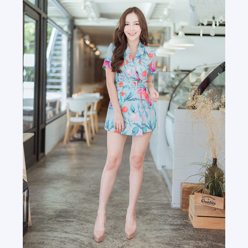 kudapy จั้มสูทกางเกงขาสั้นสีชมพู,เขียว,ครีม สวยใสใส่สบายตัวเนื้อผ้าดีมากๆ