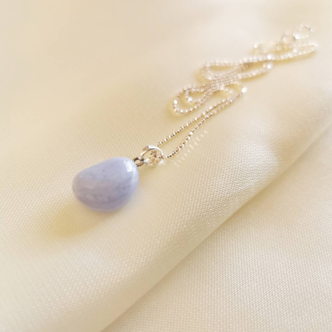 สร้อยคอเงินจี้หินบลูเลซอาเกต Blue Lace Agate