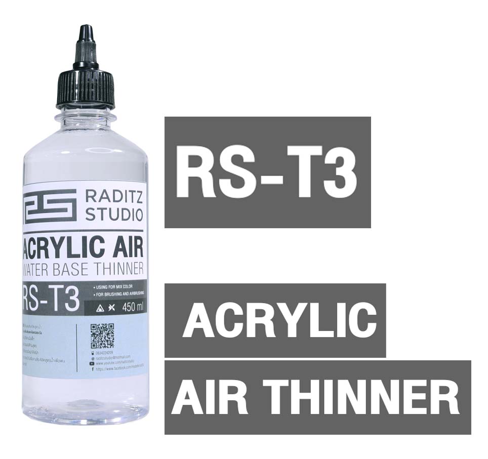 8858878900038 raditz RS-T3 Acrylic Air Thinner 450ml. ทินเนอร์สำหรับสีสูตรน้ำ