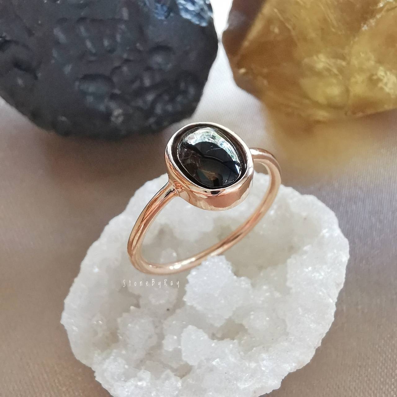 แหวนเงินหินสะเก็ดดาว Tektite
