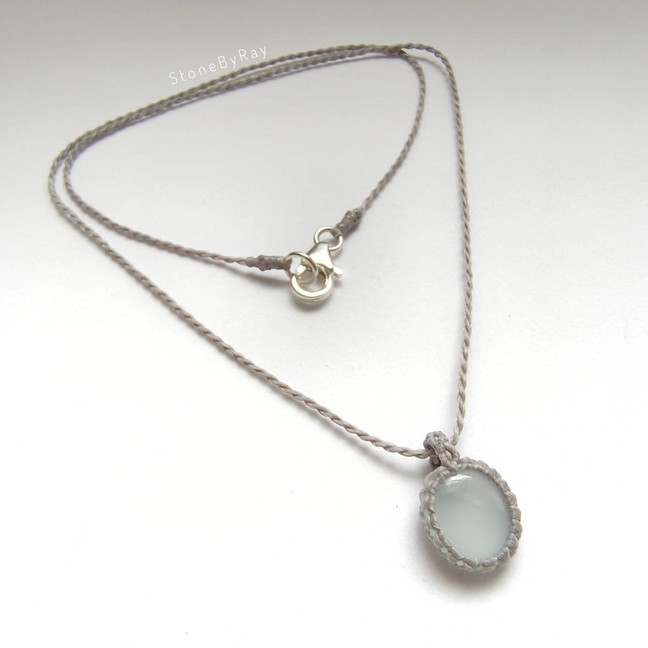 สร้อยเชือกถักจี้หินอความารีน Aquamarine