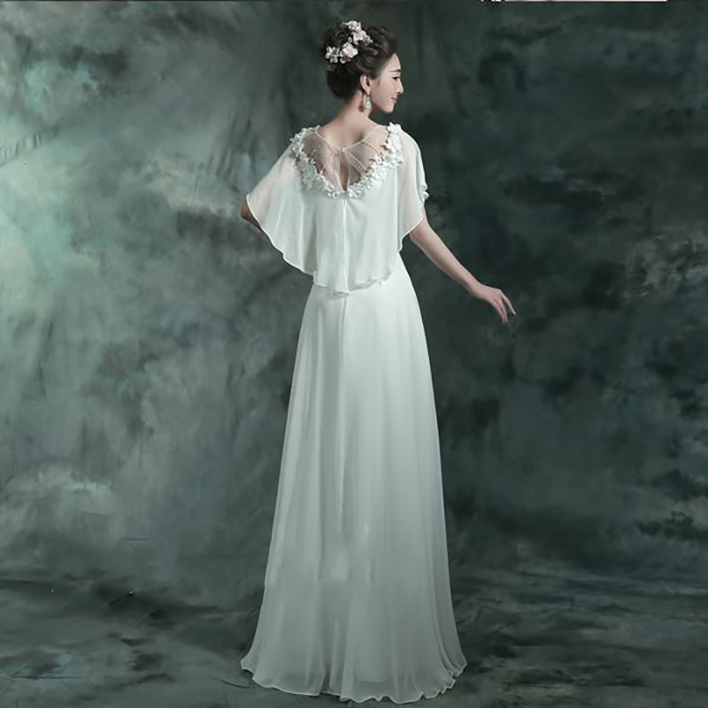 kudapy ชุดราตรียาวสีชมพู/สีขาว ชุดราตรีปิดไหล่ผ้าชีฟอง แต่งดอกและลูกปัดสวยตามแบบ