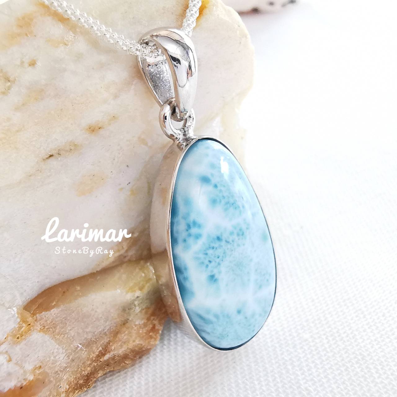 สร้อยคอเงินจี้หินลาริมาร์ Larimar
