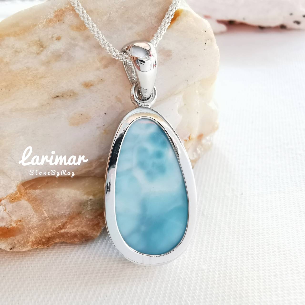 สร้อยคอเงินจี้หินลาริมาร์ Larimar