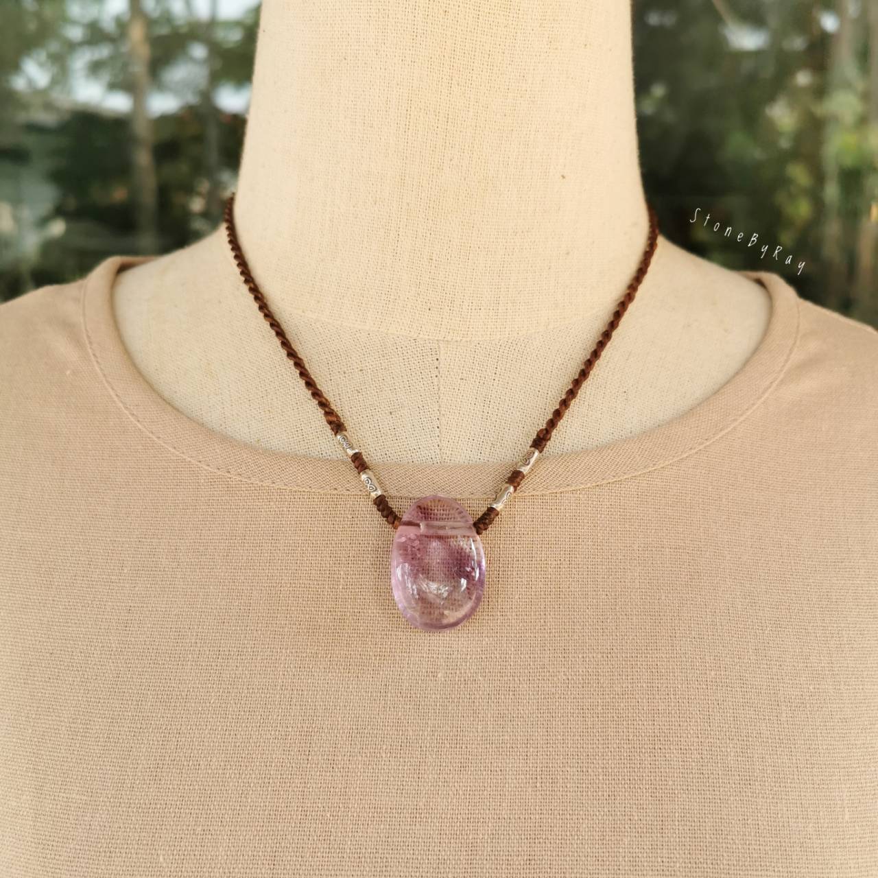 สร้อยคอเชือกถักจี้หินอเมทิสต์ Amethyst
