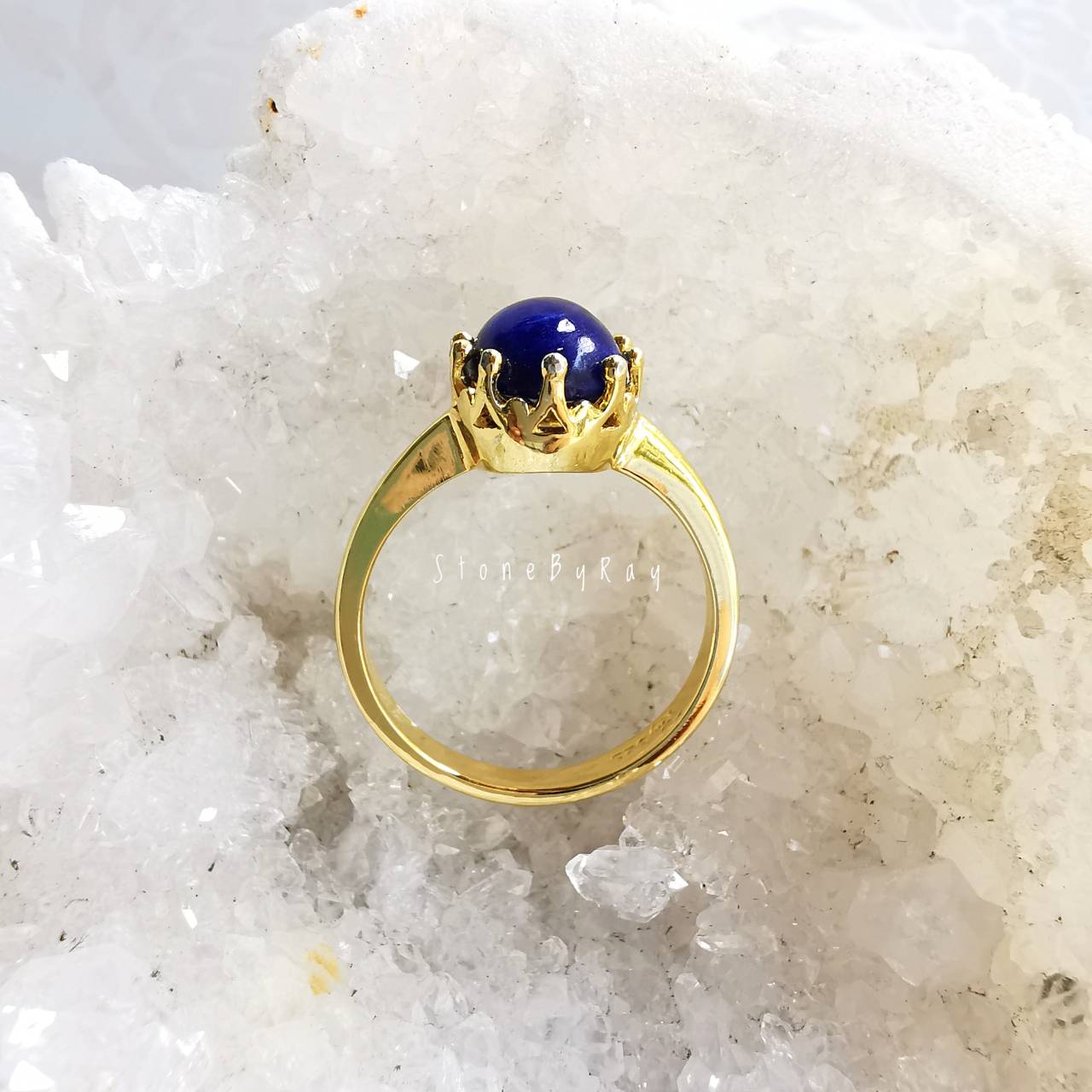 แหวนเงินชุบทองหินลาพิสลาซูลี Lapis Lazuli