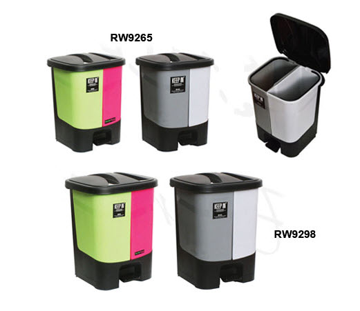 ถังขยะเท้าเหยียบ สแควร์ 2 ช่อง ขนาด 34 ลิตร