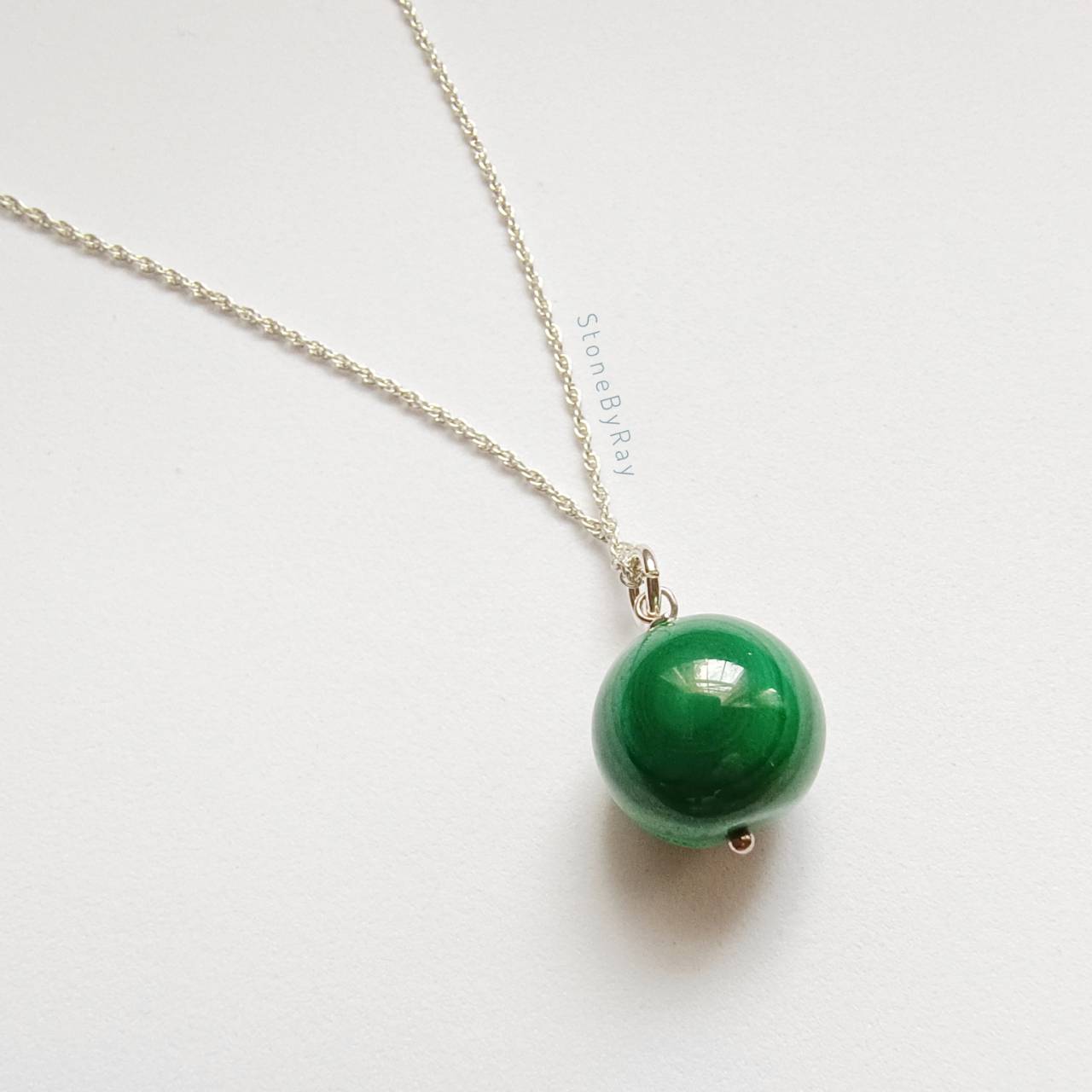 สร้อยคอเงินจี้หินมาลาไคต์ Malachite