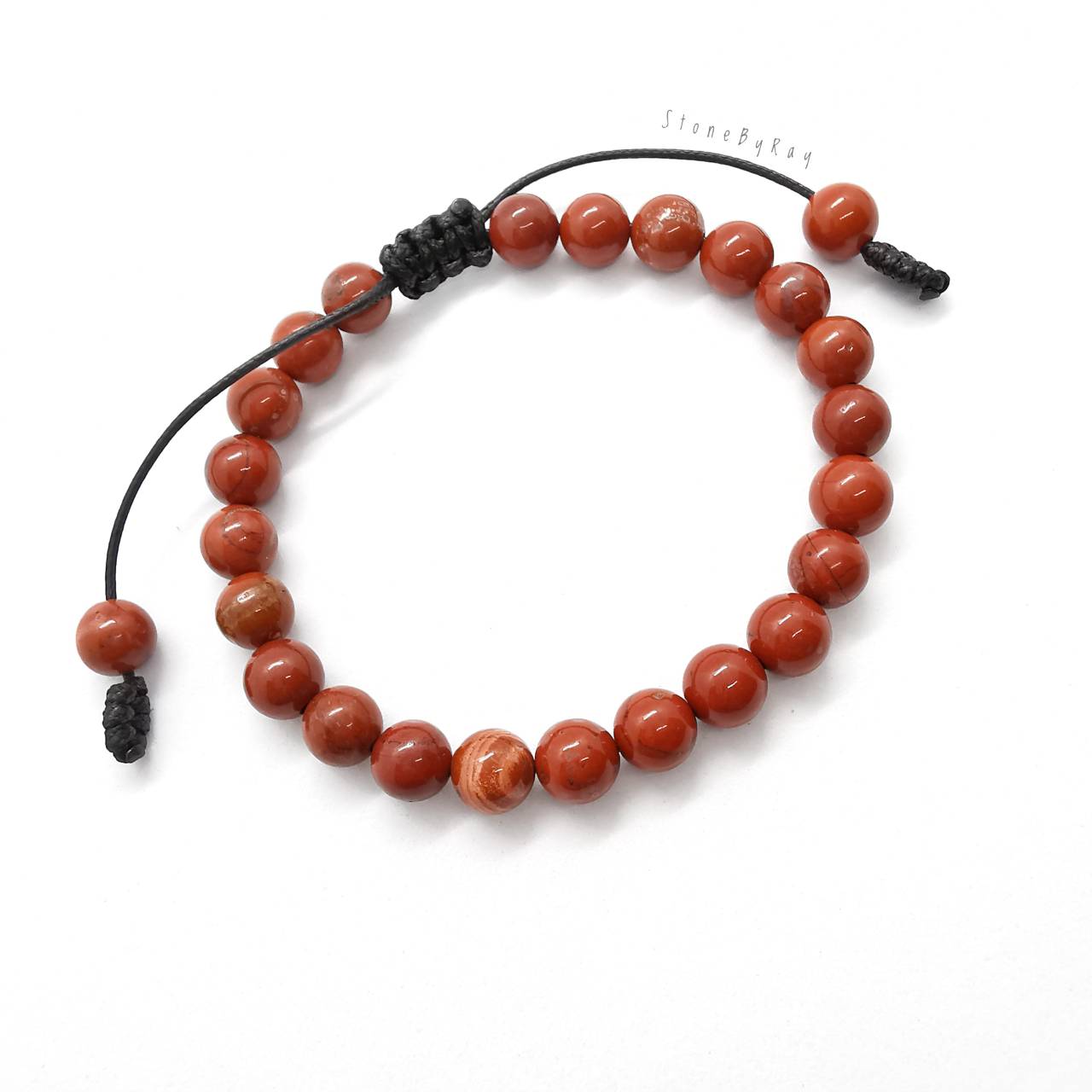 สร้อยข้อมือหินแจสเปอร์แดง+ออบซิเดียน Red Jasper+Obsidian