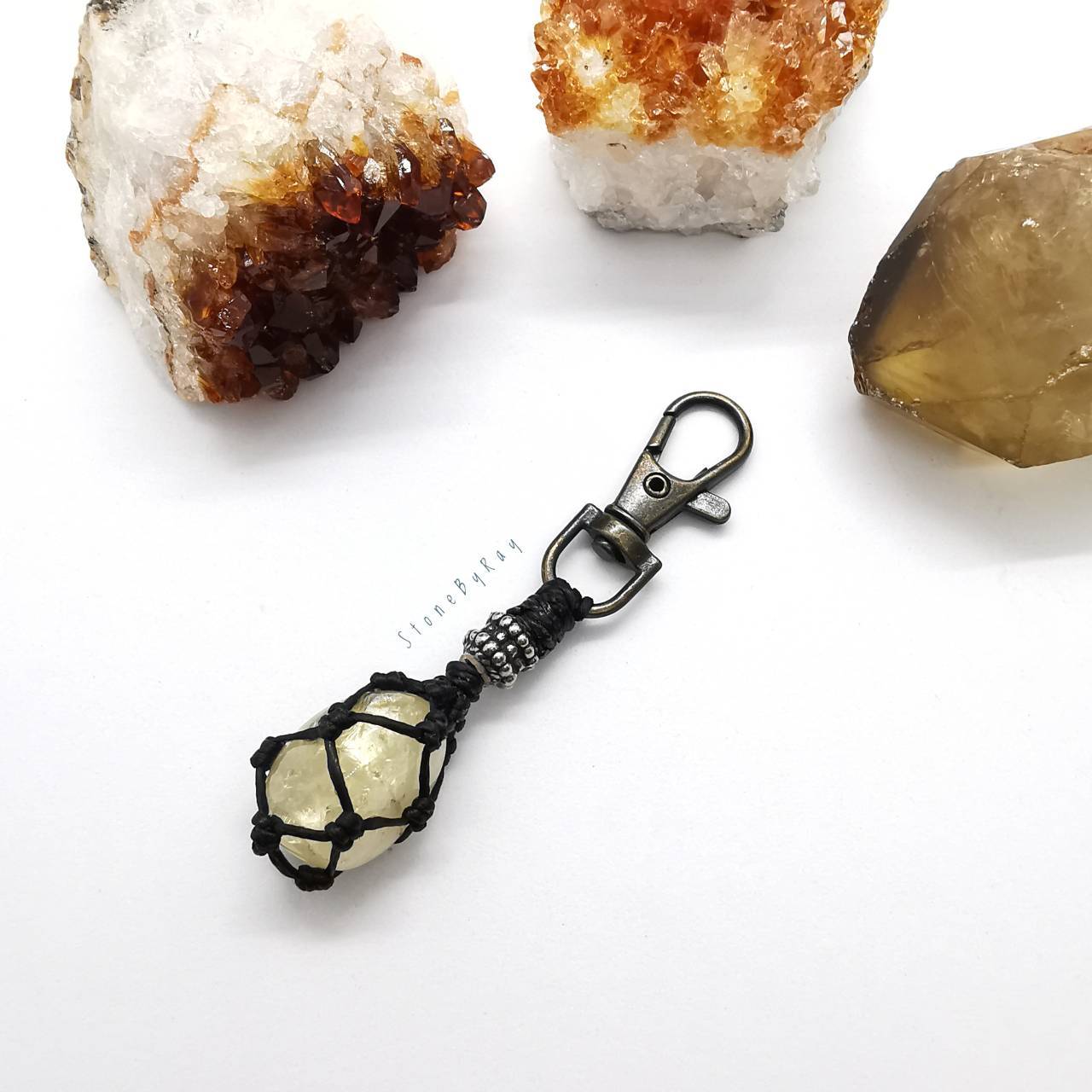 พวงกุญแจเชือกถักหินซิทริน Citrine