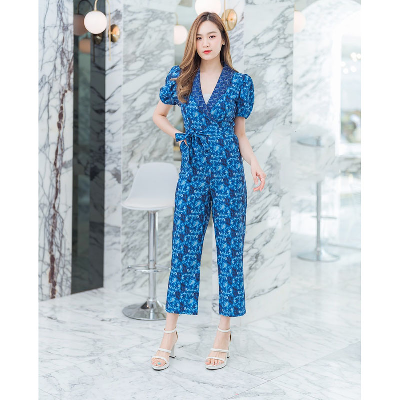 kudapy จั้มสูทขายาวสีชมพู/สีกรม ปกทรงสูทใส่สวยดูดี