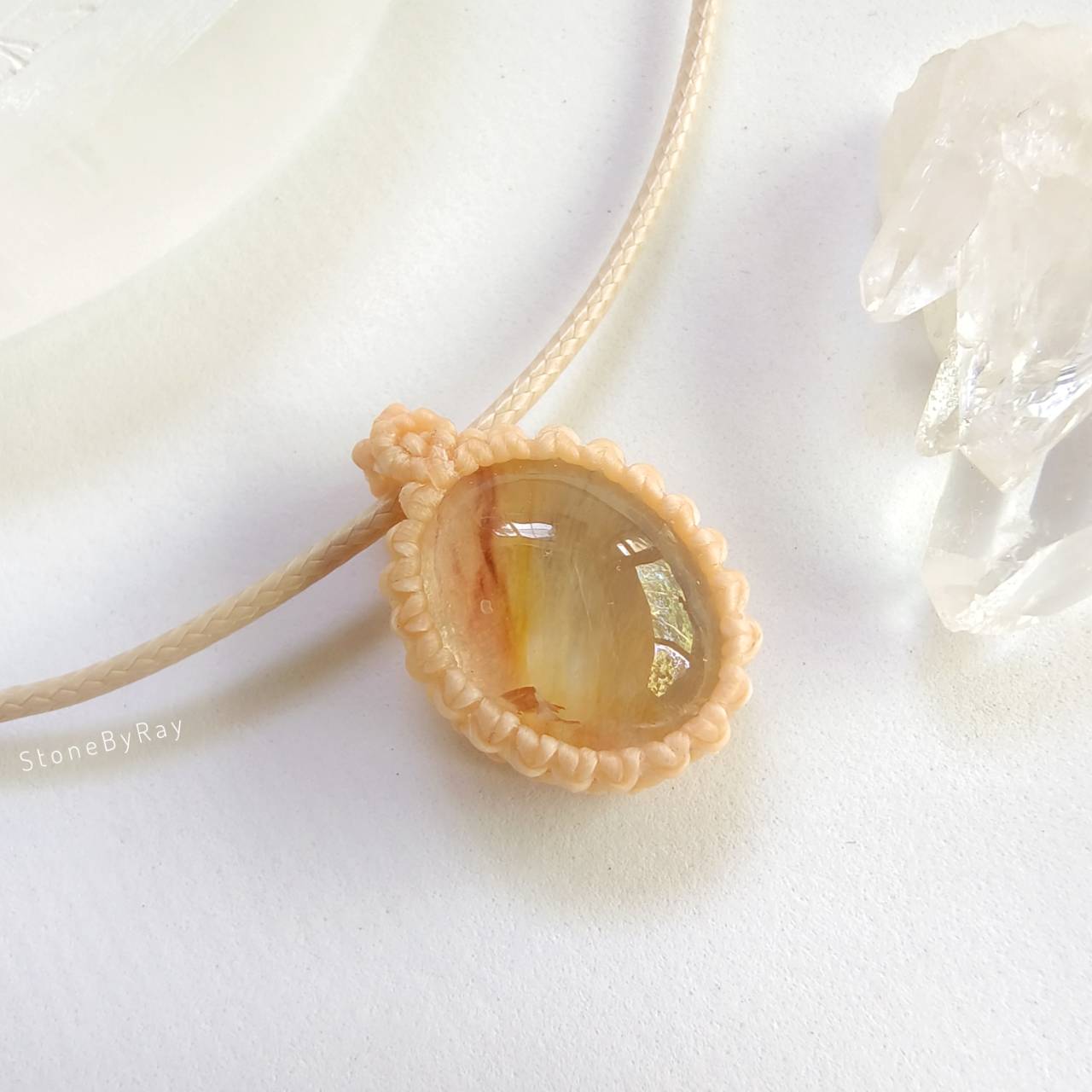 สร้อยคอเชือกจี้หินโป่งข่าม Lodolite Quartz