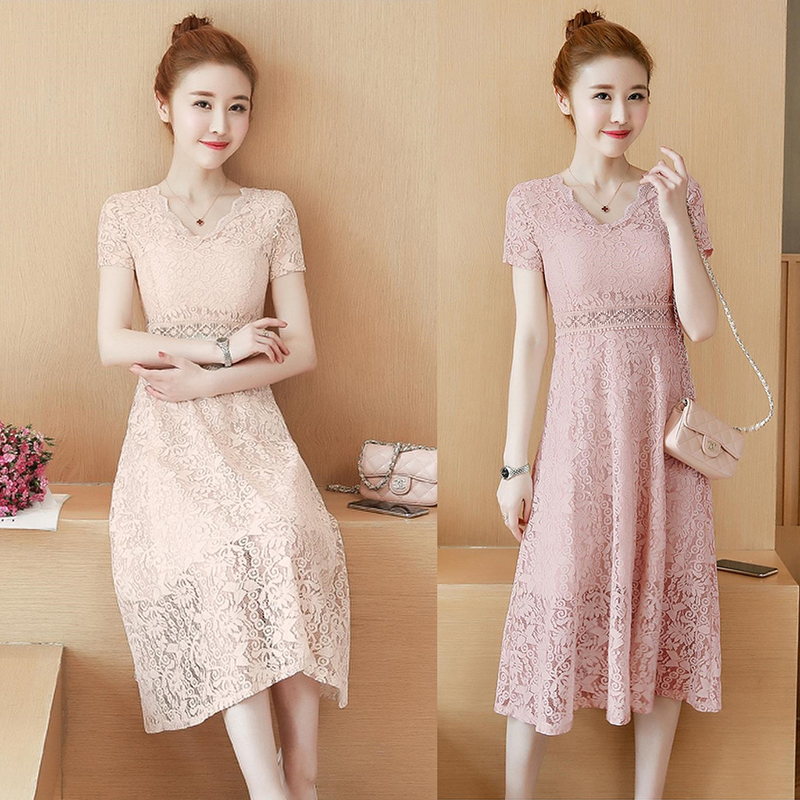 kudapy เดรสสั้นสีม่วง/สีแอปริคอท ลูกไม้คอหยัก สีหวาน แต่งซีทรูลูกไม้ถักช่วงเอว มีซิปซ่อนด้านหลัง มีซับใน ใส่ออกงานได้