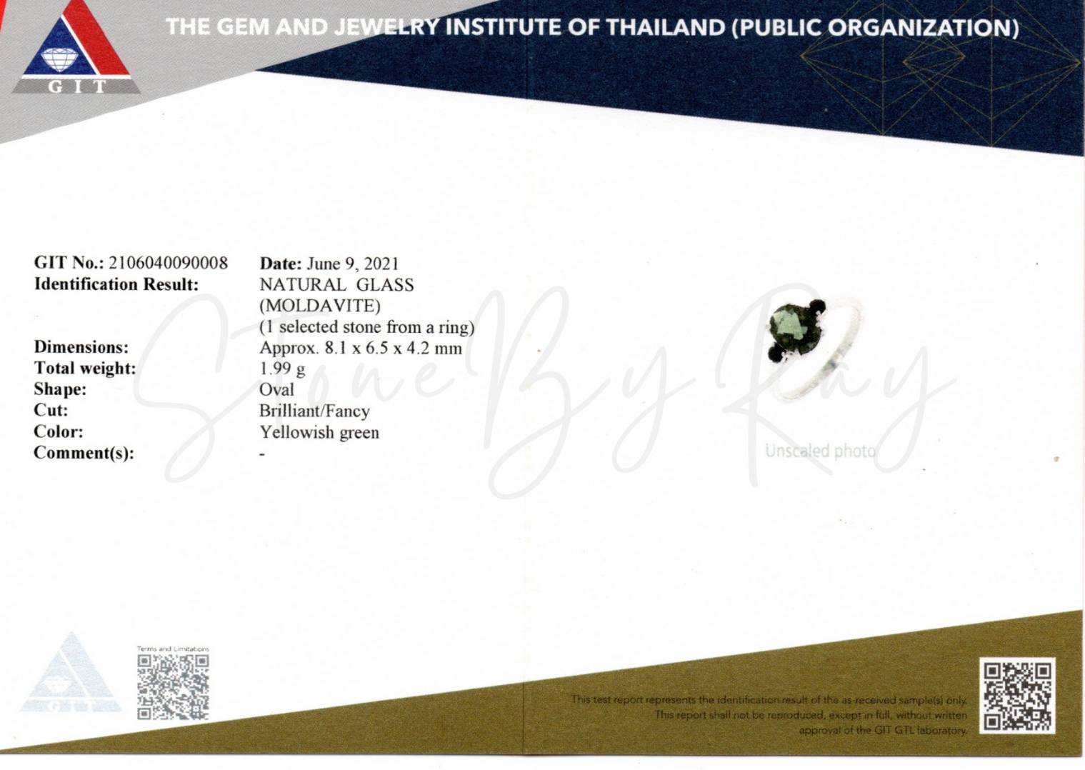 แหวนเงินสะเก็ดดาวโมดาไวท์กับสะเก็ดดาวสีดำ Moldavite+Tektite