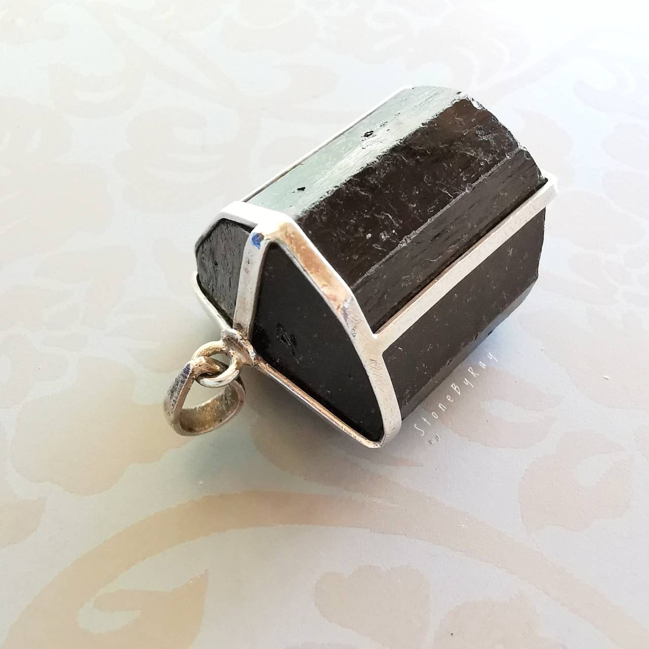 จี้เงินหินแบล็กทัวมารีน Black Tourmaline