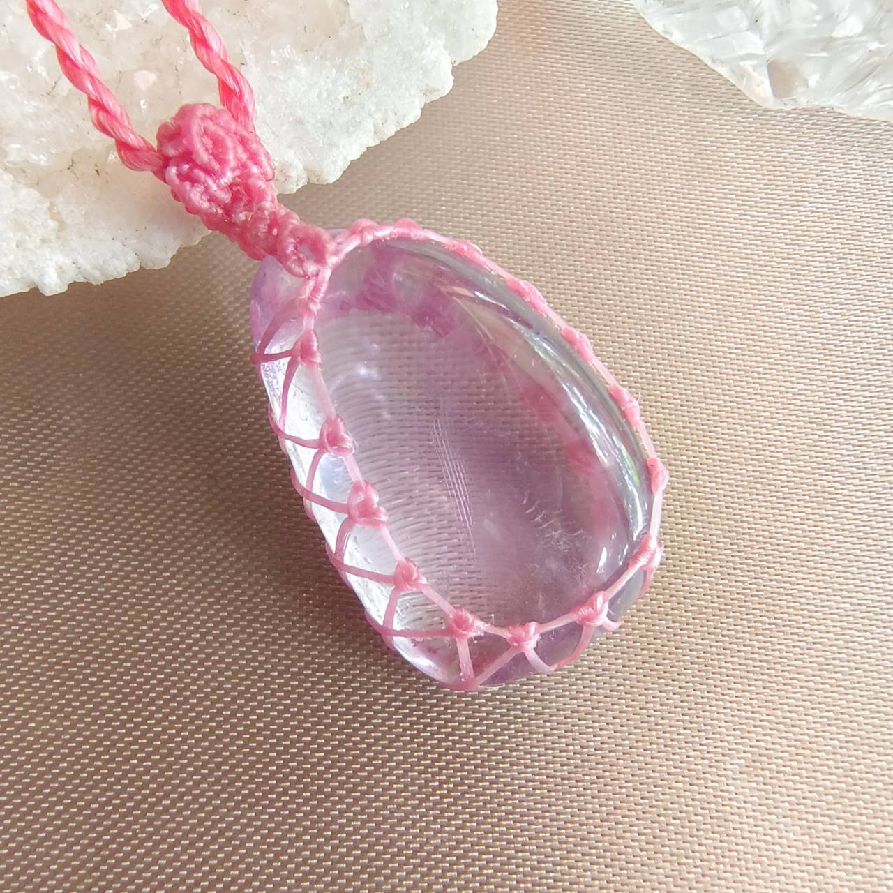 สร้อยคอเชือกถักจี้หินอเมทิสต์ Amethyst