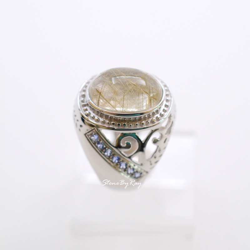 แหวนเงินหินไหมทอง Rutilated Quartz