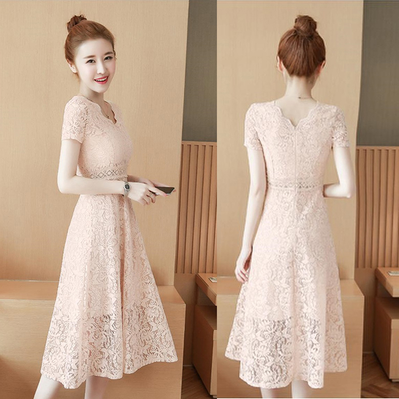 kudapy เดรสสั้นสีม่วง/สีแอปริคอท ลูกไม้คอหยัก สีหวาน แต่งซีทรูลูกไม้ถักช่วงเอว มีซิปซ่อนด้านหลัง มีซับใน ใส่ออกงานได้