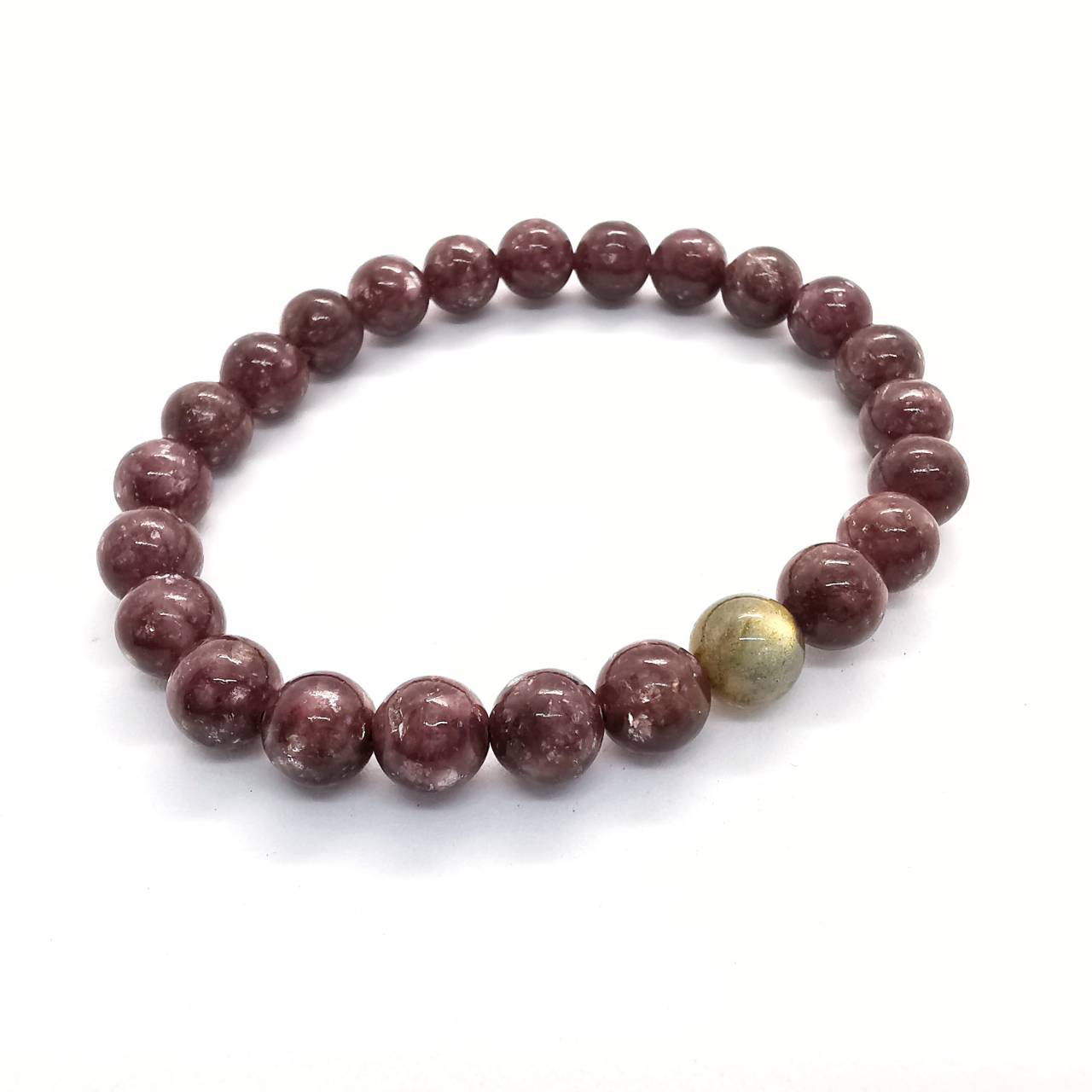 สร้อยข้อมือหินเลพิโดไลท์กับลาบราโดไลท์ Lepidolite+Labradorite