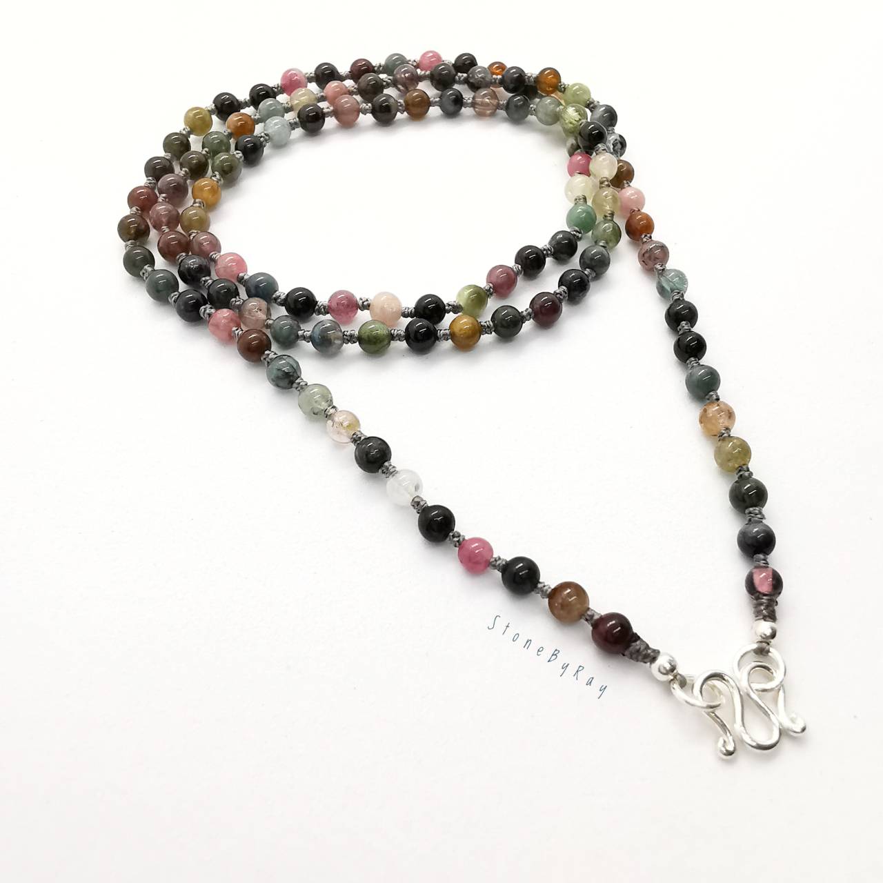 สร้อยคอปะคำ108หินทัวร์มาลีนเจียรกลม Tourmaline