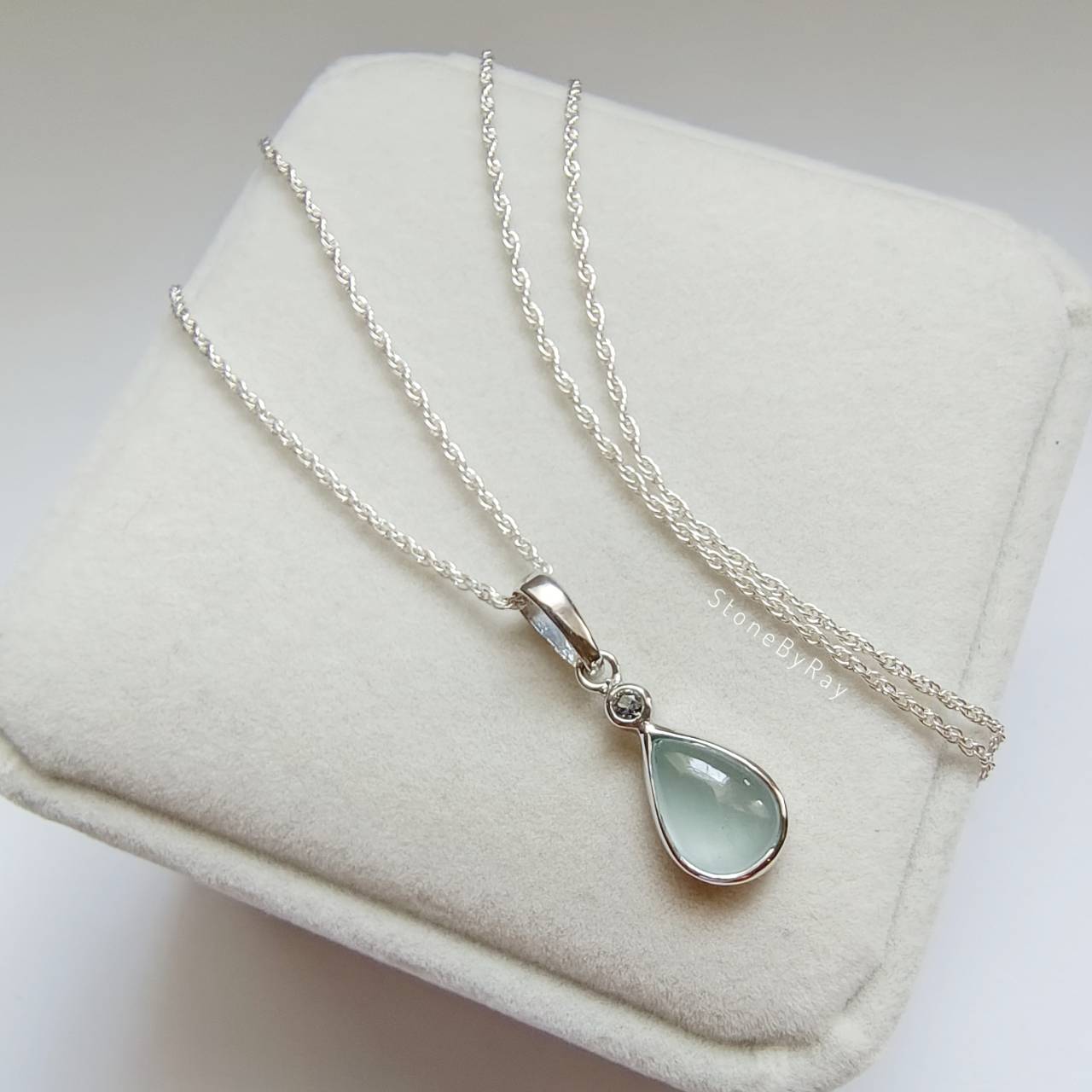 สร้อยคอเงินจี้พลอยอความารีนกับไวท์โทพาส Aquamarine