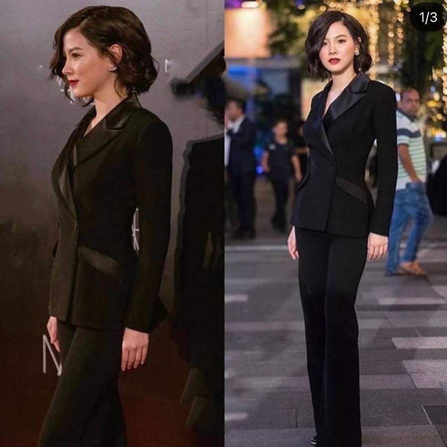 kudapy set suit สีดำ (Black), โรสโกลด์ (Rosegold) เสื้อเบเซอร์และกางเกงขายาว เรียบหรู เสื้อสูทแต่งปกผ้าเงาให้ดูเด่น ออกแบบกระเป๋าให้ใช้งานได้จริง