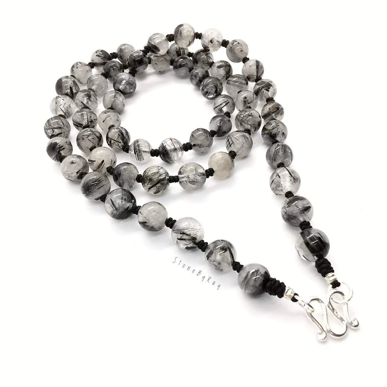 สร้อยคอเชือกถักหินไหมดำ(Black Tourmaline Quartz)