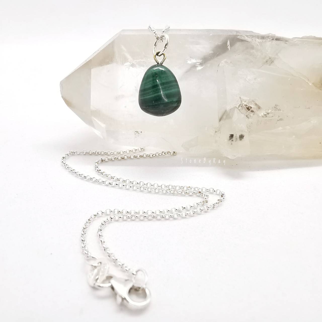 สร้อยคอเงินจี้หินมาลาไคต์ Malachite
