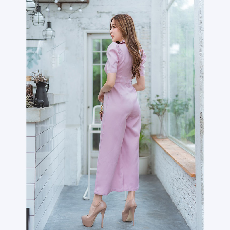 kudapy จั๊มสูทขายาวสีฟ้า,ชมพู,เขียว คอปกใส่แล้วสวยดูดีน่ารักมากๆ