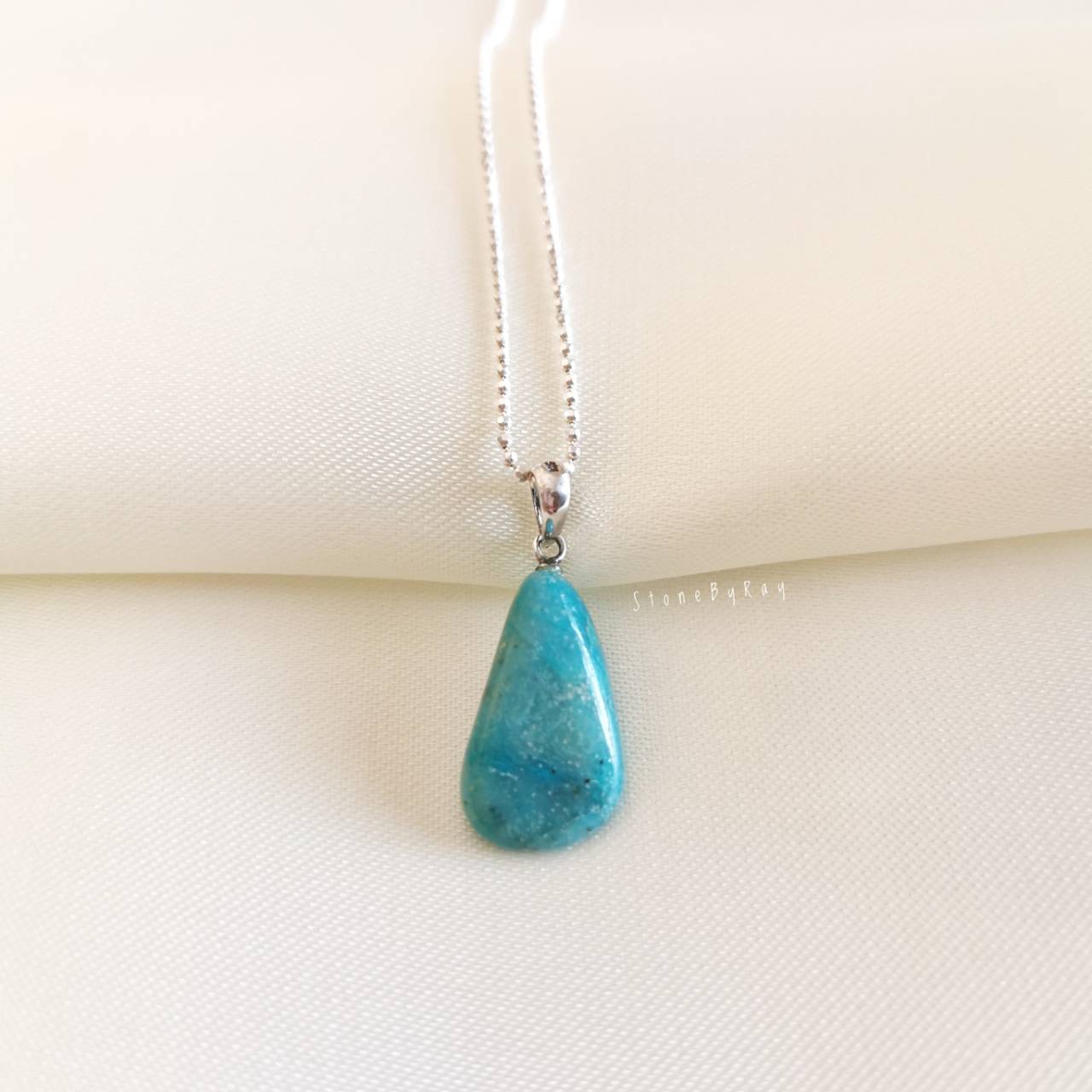 สร้อยคอเงินจี้หินคริสโซโคล่า Chrysocolla