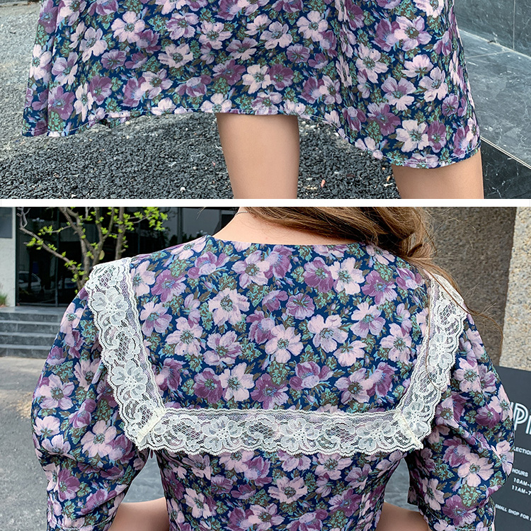 kudapy เดรสสั้นไปทะเล สีม่วงลายดอก คอวีแต่งปก แขนสั้น กระดุมหน้าเก็บเอวเข้ารูปทรงสวยมากค่ะ งานใส่พริ้วสบายค่ะ