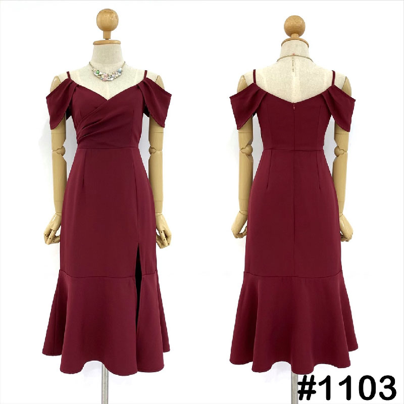 kudapy เดรสสั้นสีกรม/แดง/ขาว/ส้มโอรส/ชมพู/เขียวพิตาชิโอ้ สายเดี่ยว จับจีบอกไขว้ กระโปรงหางปลา ระบายพริ้ว ผ่าหน้าสูง