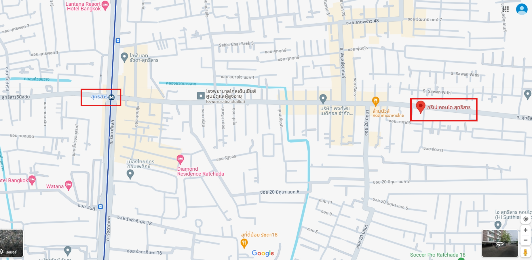 ปล่อยเช่าคอนโด Grene Suthisarn (กรีเน่ สุทธิสาร) - เฟอร์เครื่องใช้ไฟฟ้าครบครั้น - การเดินทาง: ห่าง 1.3 กม. จาก Mrt สุทธิสาร