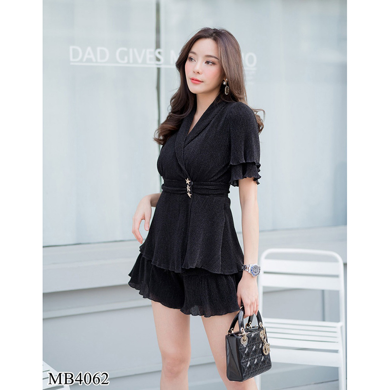 kudapy เซทแขนสั้น+-ขาสั้นผ้าพลีทสีแดง/สีม่วง/สีทอง/สีดำ/สีเขียว ใส่สบายผ้านุ้ม