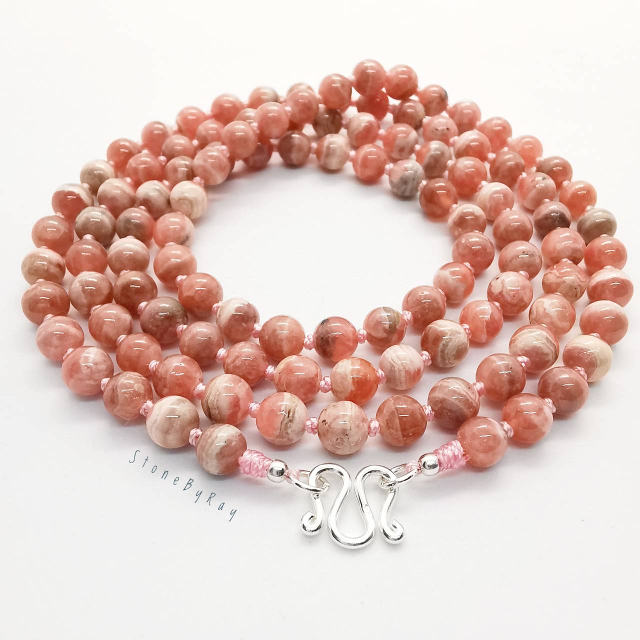 สร้อยคอปะคำ108หินโรโดโครไซต์ Rhodochrosite