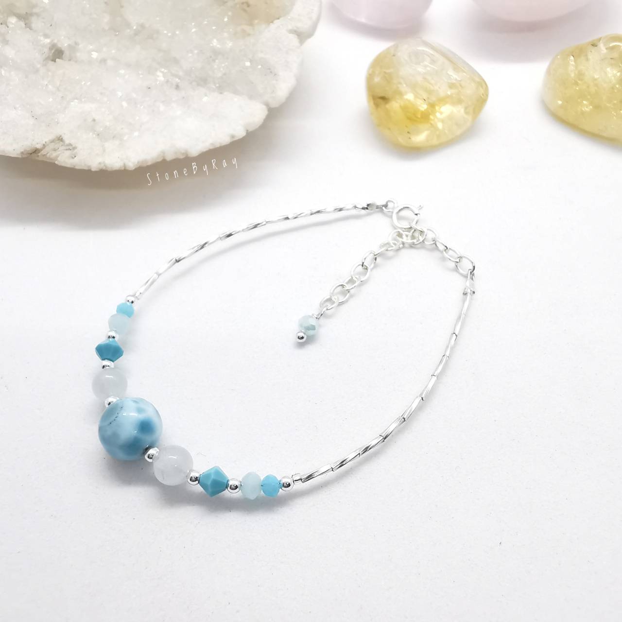 สร้อยข้อมือเงินหินลาริมาร์ Larimar