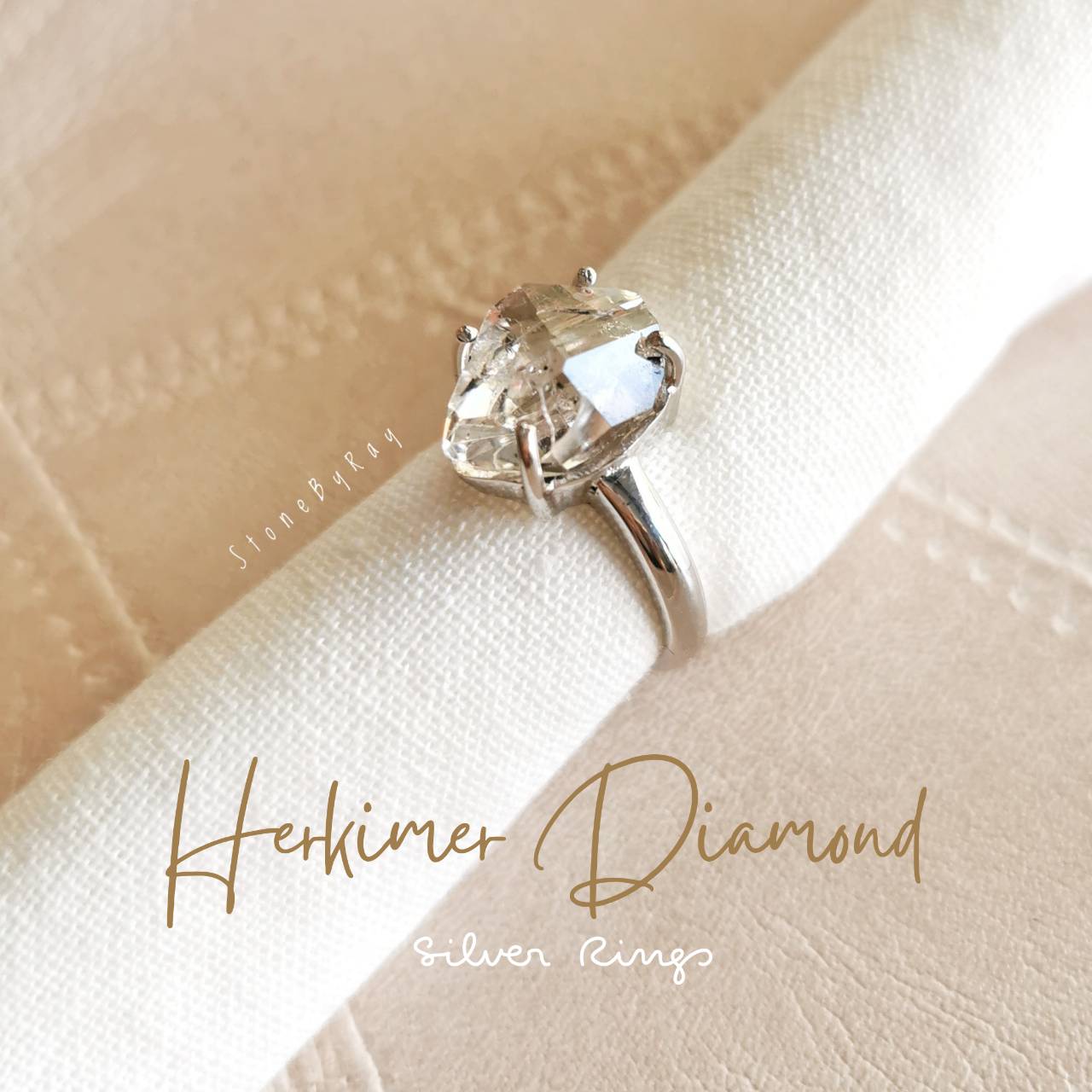 แหวนเงินหินเฮอร์คิเมอร์ไดม่อน Herkimer Diamond