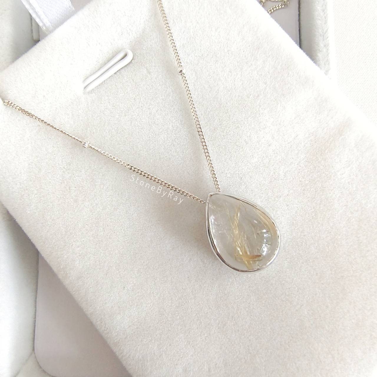 สร้อยคอเงินจี้หินไหมทอง Rutilated Quartz