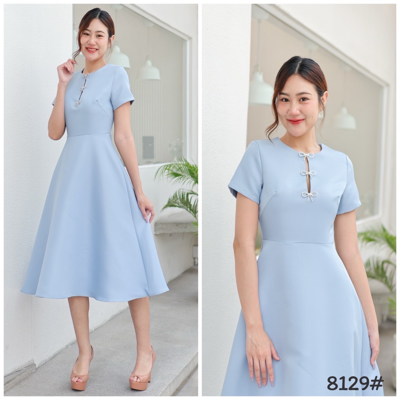 kudapy เดรสแขนสั้นออกงานตรุษจีน ผ่า มีเข็มกลัด3ชิ้น ปรับตำแหน่งได้ เกาหลีมากแม๊