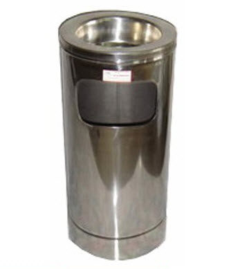 ถังขยะสเตนเลส พร้อมที่เขี่ยบุหรี่ ฝาปั๊ม 12 นิ้ว