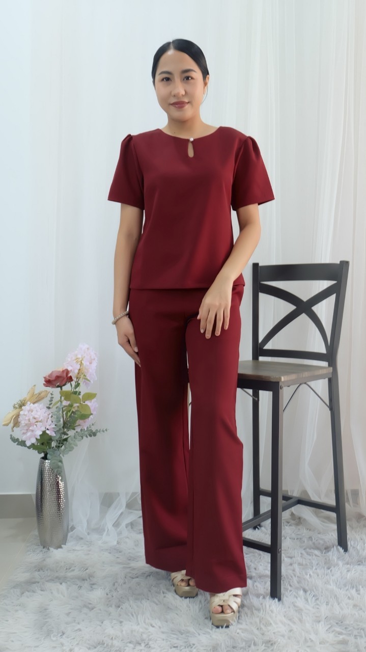 kudapy เซ็ทเสื้อแขนสั้น+กางเกง ผ้าสวยใส่ออกงาน ใส่ทำงานสวยดูดี