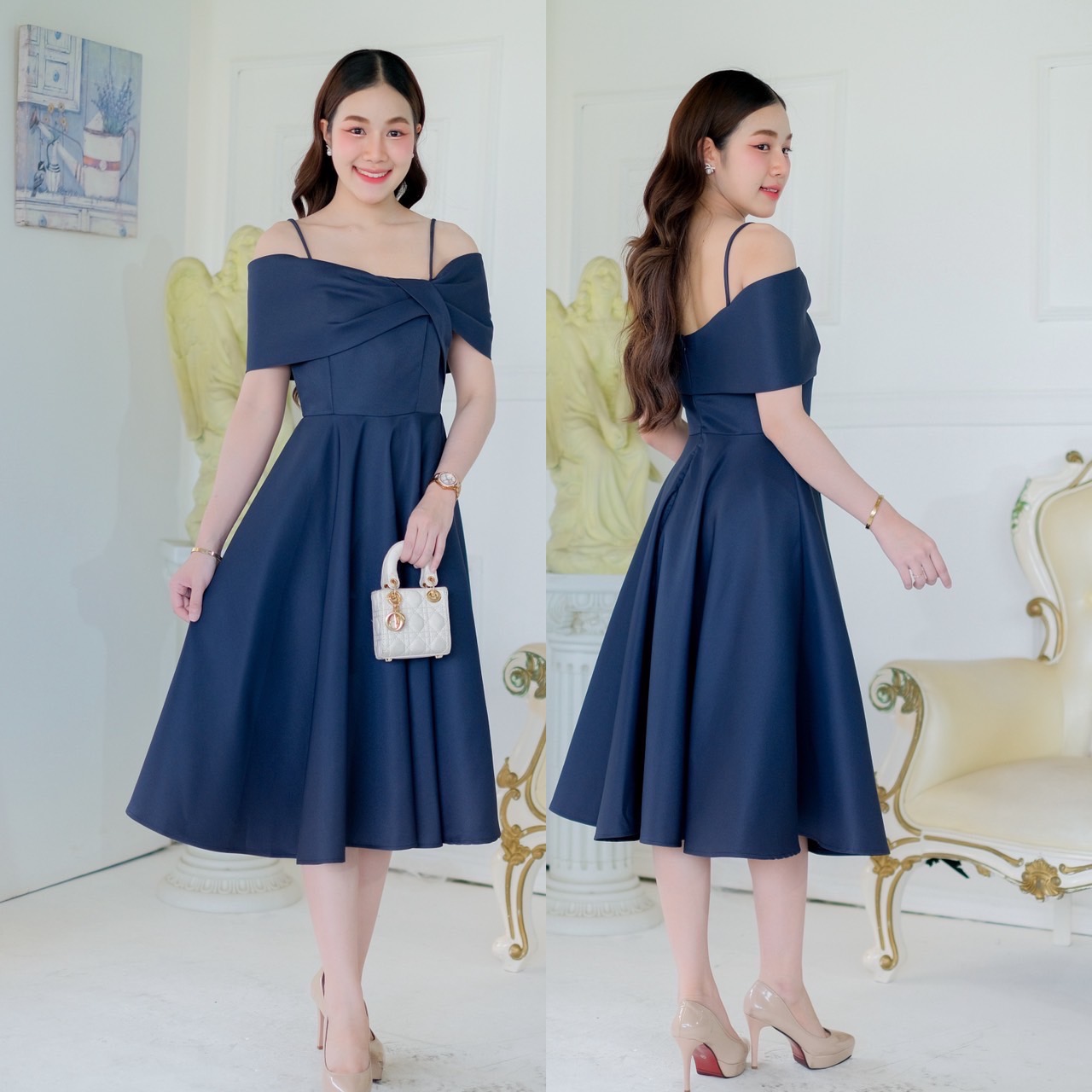 kudapy เดรสสั้นสีขาว ชมพูพาสเทล ทอง กรม เทา เปิดบ่าจับจับอก มีสายเดี่ยวกันหลุดเดรสเปิดบ่า จับจับอก มีสายเดี่ยวกันหลุด โบว์เอียง เข้ารูป เก็บทรง