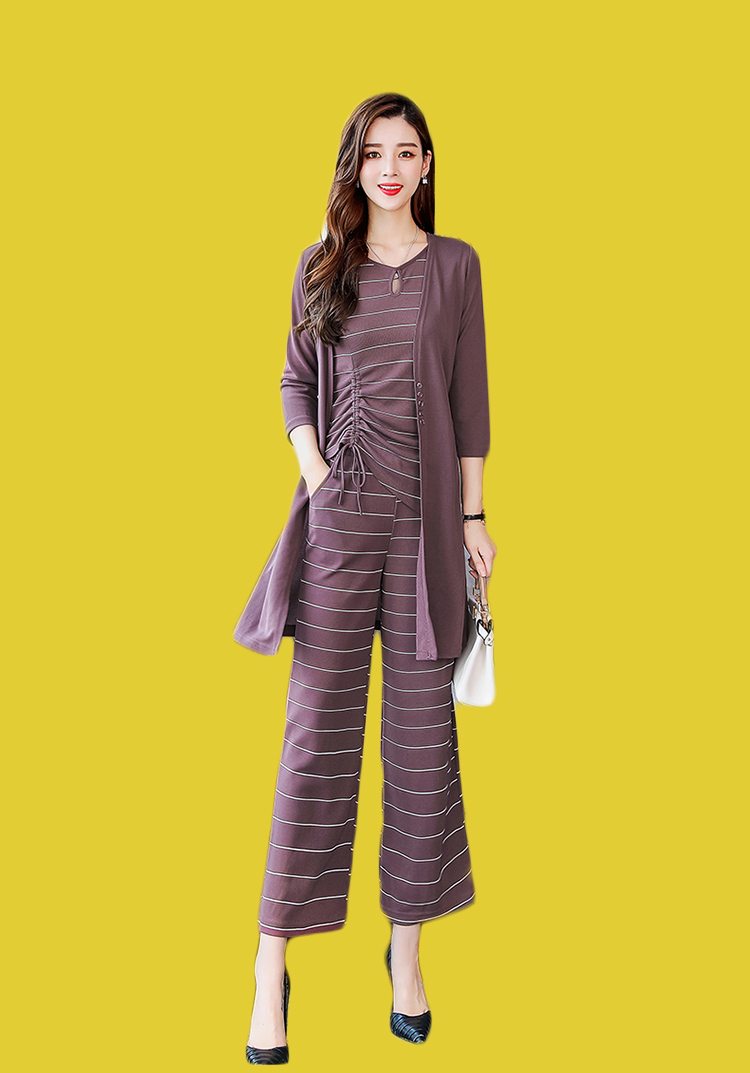 kudapy ชุด set 3 ชิ้นสีม่วง ลายทาง สุดคุ้ม