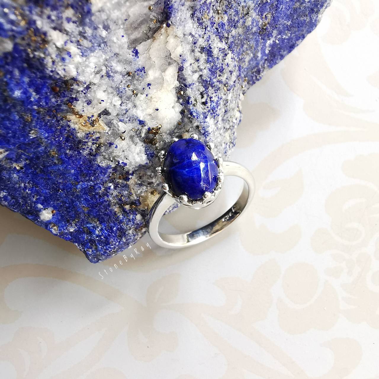 แหวนเงินหินลาพิสลาซูลี Lapis Lazuli
