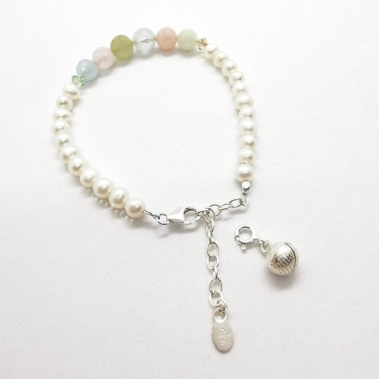 สร้อยข้อมือหินเบริล+ไข่มุกแท้ Beryl&Pearl
