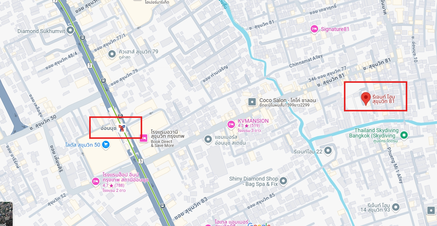 ให้เช่าคอนโด Regent Home Sukhumvit 81 (รีเจ้นท์ โฮม สุขุมวิท 81) - โซนพื้นที่ BTS อ่อนนุช